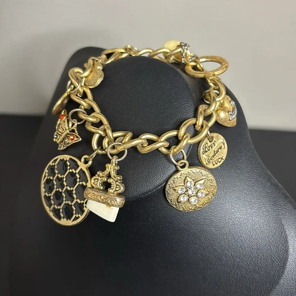 Juicy Couture J Heart Charm Bracelet &  Mixed Rare Charms Gold Tone​ - Picture 2 of 8